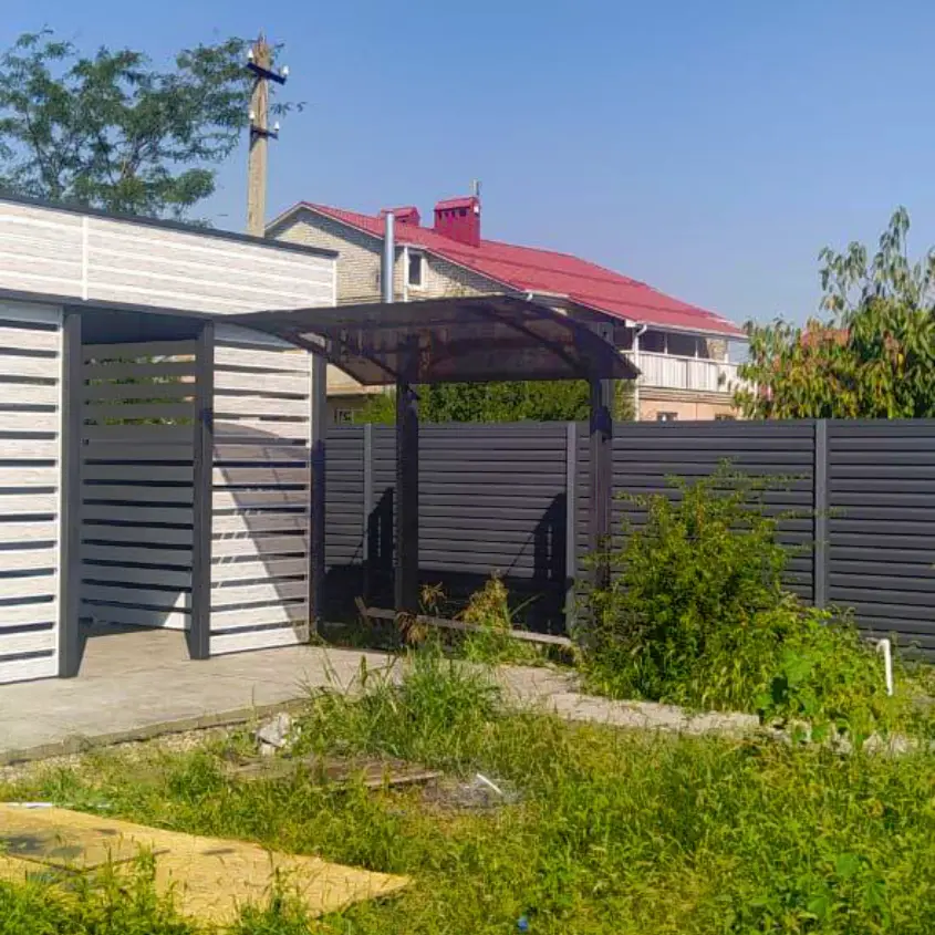 Фото 5 беседка-пергола из металлопланкена Беленый Дуб Printech Корея