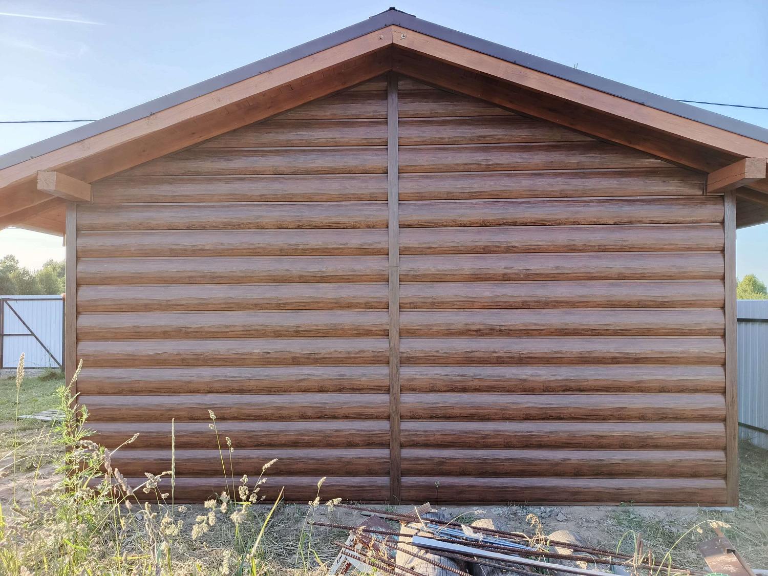 Металлосайдинг Бревно Рубленое 4D Темный Дуб 3D Принтек